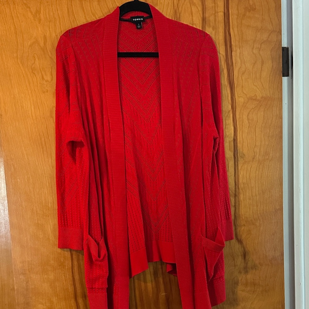 Torrid Vibrant Red Open-Front Cardigan